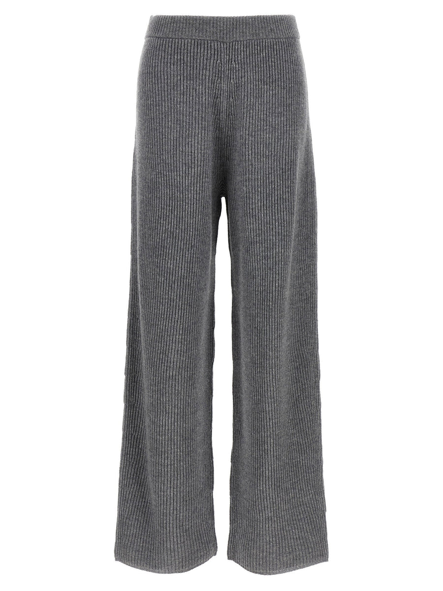 Sportmax Sella Pants For Women Wool Cashmere Trousers Gray With Elastic Waistband And Wide Straight Leg Refined Warmth