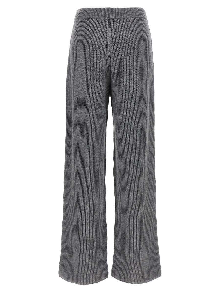 Sportmax Sella Pants For Women Wool Cashmere Trousers Gray With Elastic Waistband And Wide Straight Leg Refined Warmth