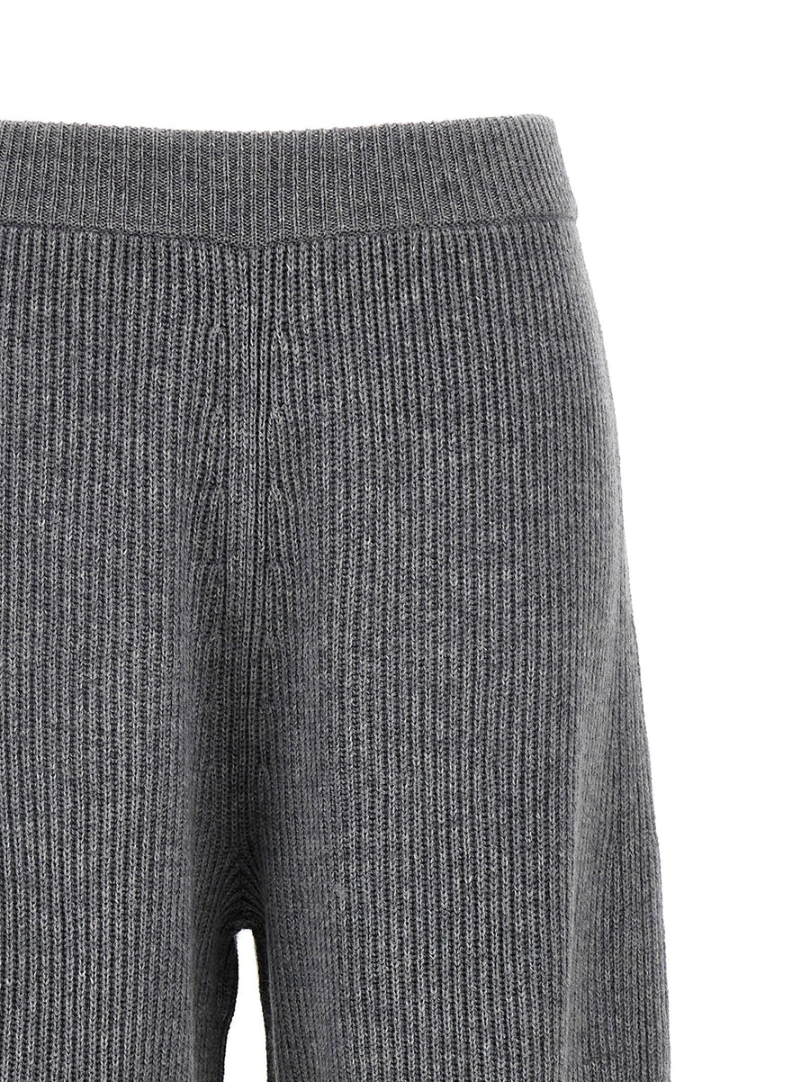 Sportmax Sella Pants For Women Wool Cashmere Trousers Gray With Elastic Waistband And Wide Straight Leg Refined Warmth