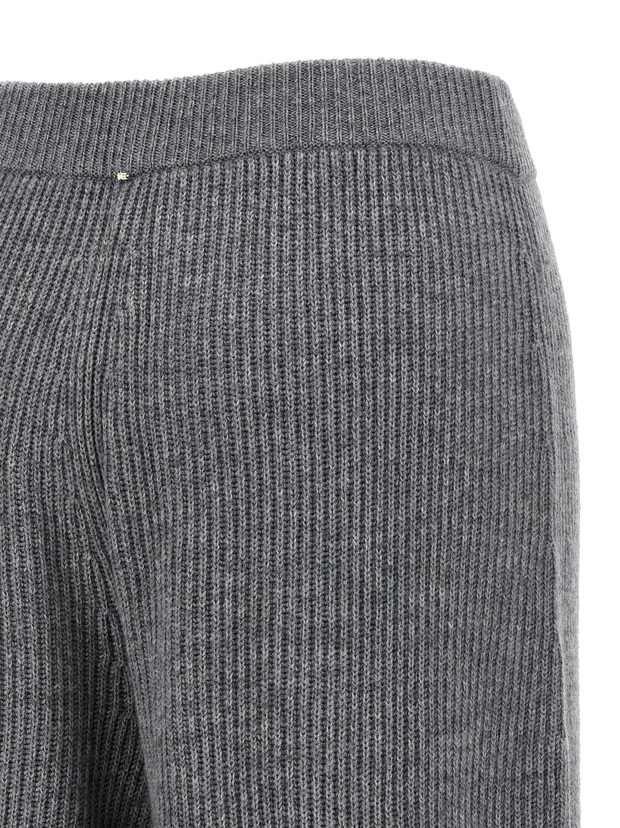 Sportmax Sella Pants For Women Wool Cashmere Trousers Gray With Elastic Waistband And Wide Straight Leg Refined Warmth