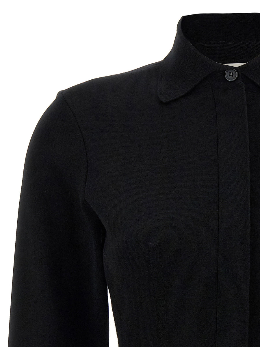 Sportmax Baffo1234 Shirt Black Stretch Viscose Knit Top For Women Luxurious Travel Friendly Day To Night