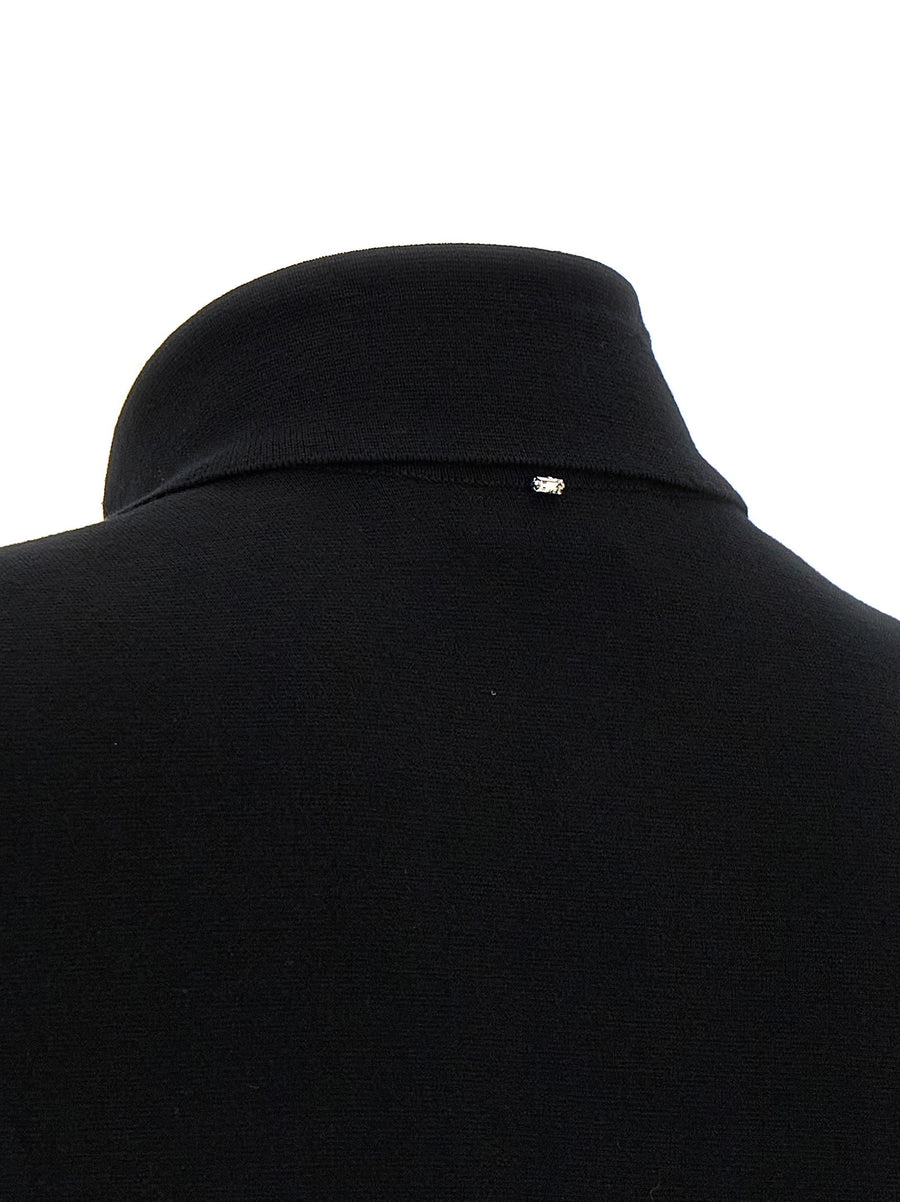 Sportmax Baffo1234 Shirt Black Stretch Viscose Knit Top For Women Luxurious Travel Friendly Day To Night