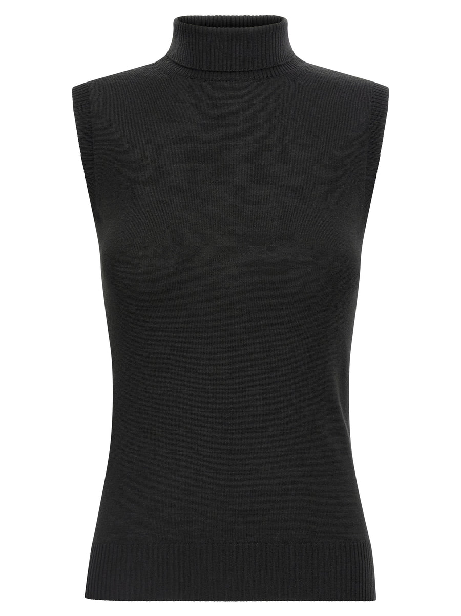 Sportmax Vertigo Wolf Sleeveless High Neck Wool Top for Women Luxurious Premium Virgin Wool