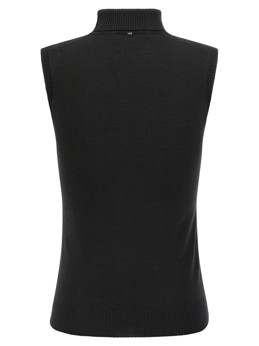 Sportmax Vertigo Wolf Sleeveless High Neck Wool Top for Women Luxurious Premium Virgin Wool