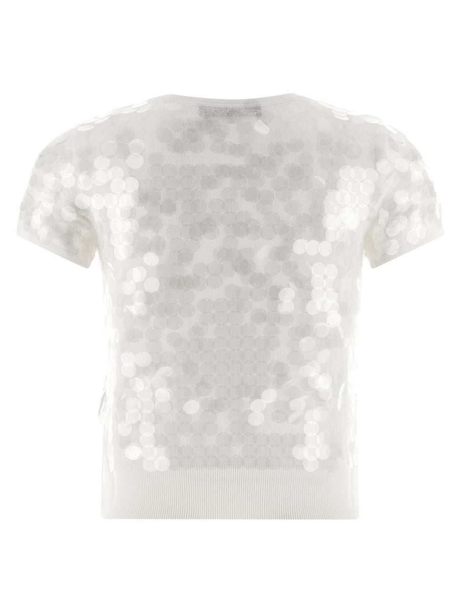 Max Mara Studio Saio Macro Sequins Wool Knit Sweater For Women 100 Virgin Wool Luxurious White
