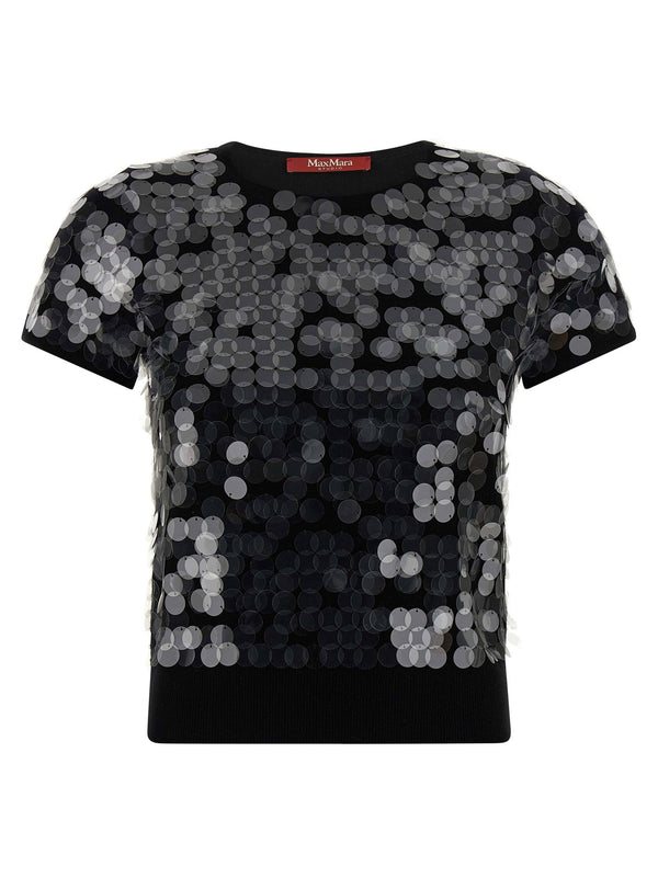 Max Mara Studio Saio Sequin Virgin Wool Sweater For Women Day To Night Elegant Topwear