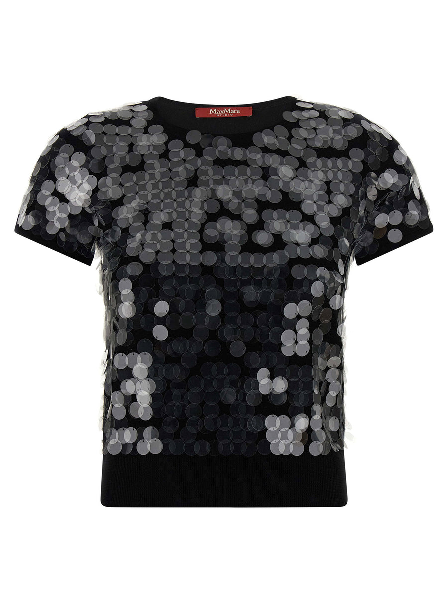 Max Mara Studio Saio Sequin Virgin Wool Sweater For Women Day To Night Elegant Topwear