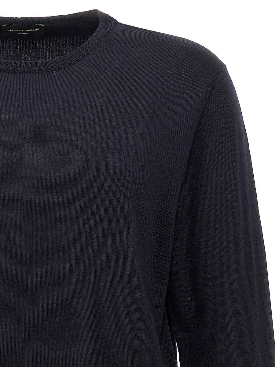 Roberto Collina Merino Wool Crew Neck Sweater Blue for Women