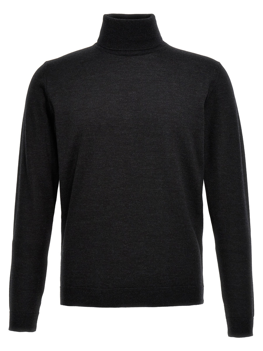 Roberto Collina Merino Wool Turtleneck Sweater For Men Luxury Gray Knit Warmth Premium