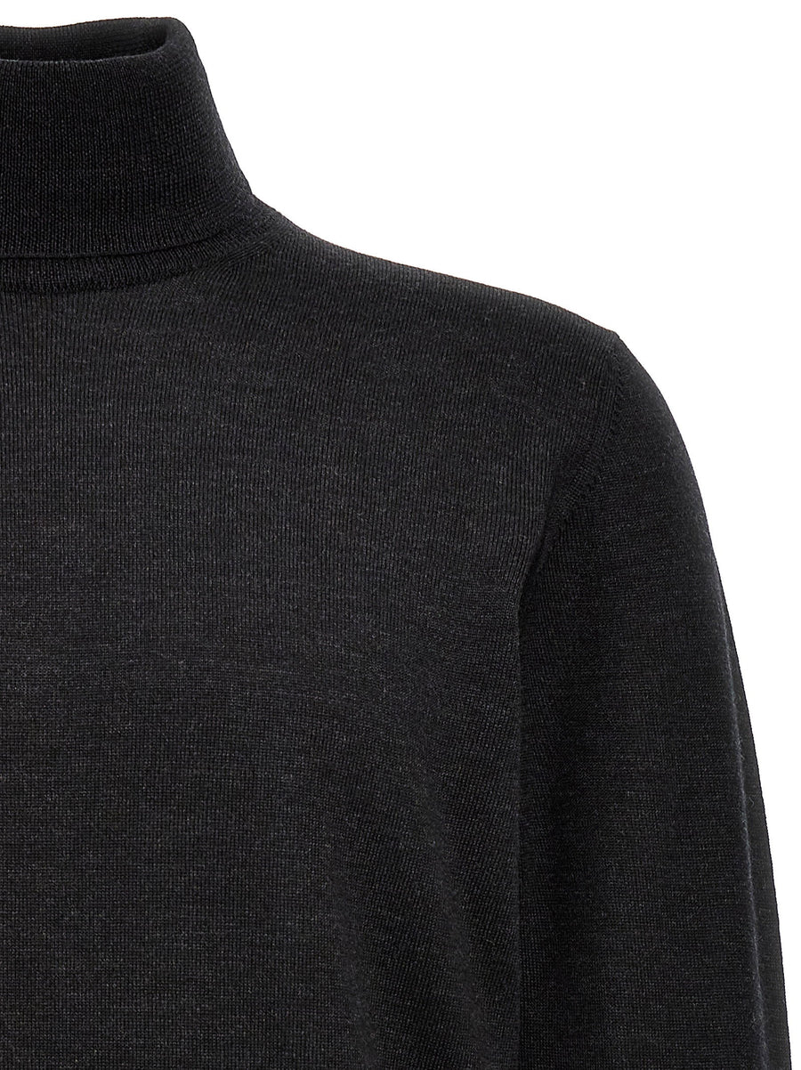 Roberto Collina Merino Wool Turtleneck Sweater For Men Luxury Gray Knit Warmth Premium