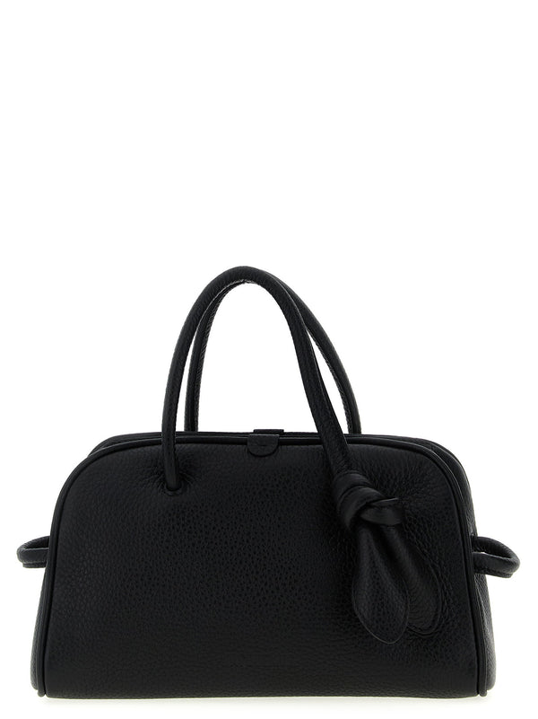 Jacquemus Le Petit Turismo Handbag Black Calfskin Hammered Leather Bow Detail One Size for Women