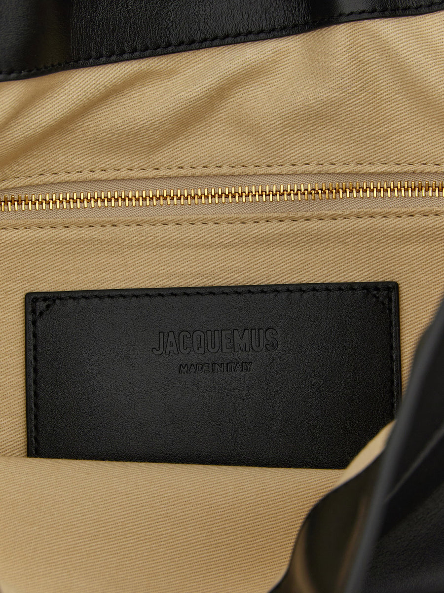Jacquemus Le Sac Ovalo Black Leather Shoulder Bag For Women