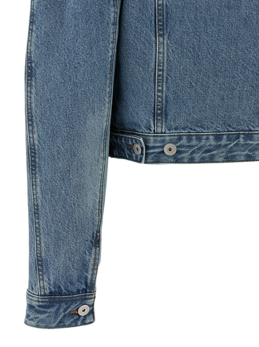 Jacquemus Denim Jacket La Veste Denimes Ovalo For Women With Cropped Tailored Fit Luxurious Style