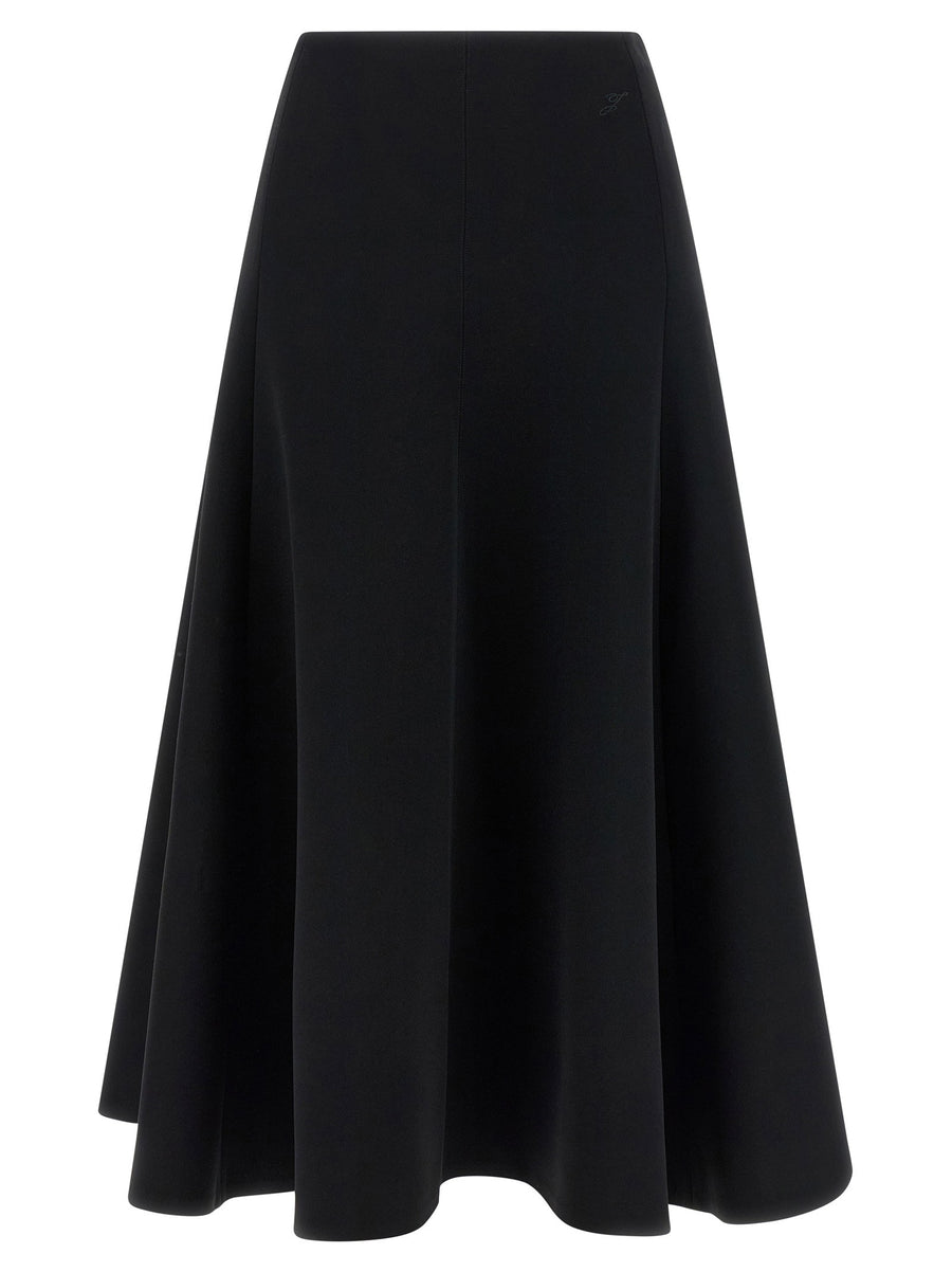 Jacquemus La Jupe Triangle Midi Skirt Black With Front Logo Embroidery And Half Wheel Silhouette For Women