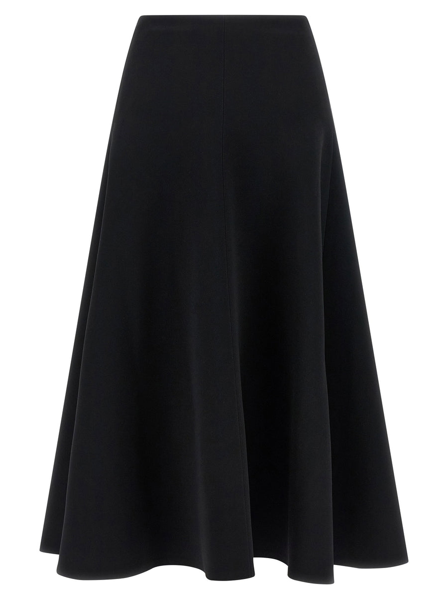Jacquemus La Jupe Triangle Midi Skirt Black With Front Logo Embroidery And Half Wheel Silhouette For Women