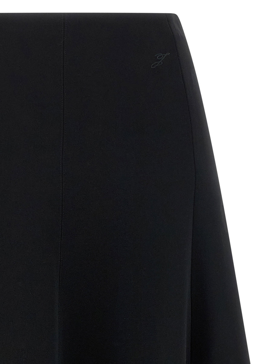 Jacquemus La Jupe Triangle Midi Skirt Black With Front Logo Embroidery And Half Wheel Silhouette For Women