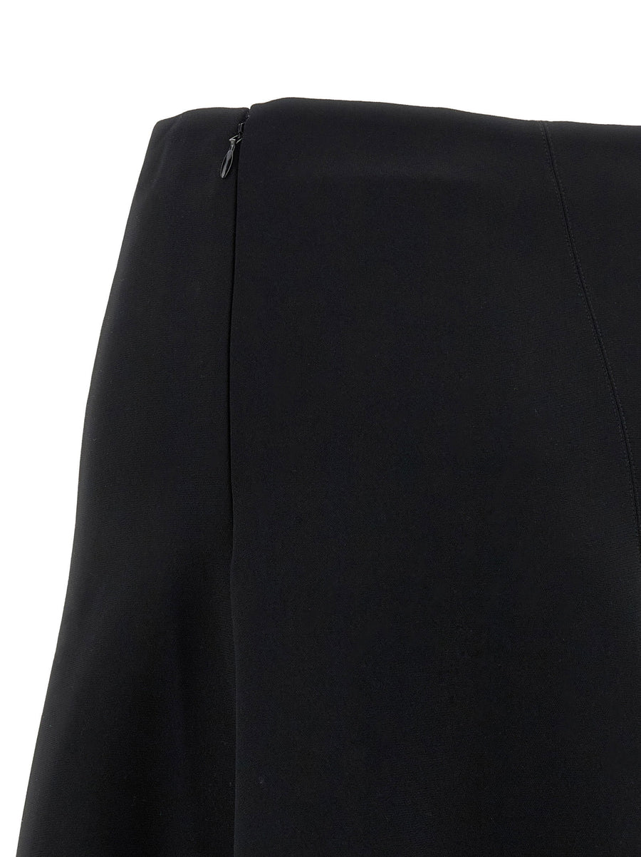 Jacquemus La Jupe Triangle Midi Skirt Black With Front Logo Embroidery And Half Wheel Silhouette For Women