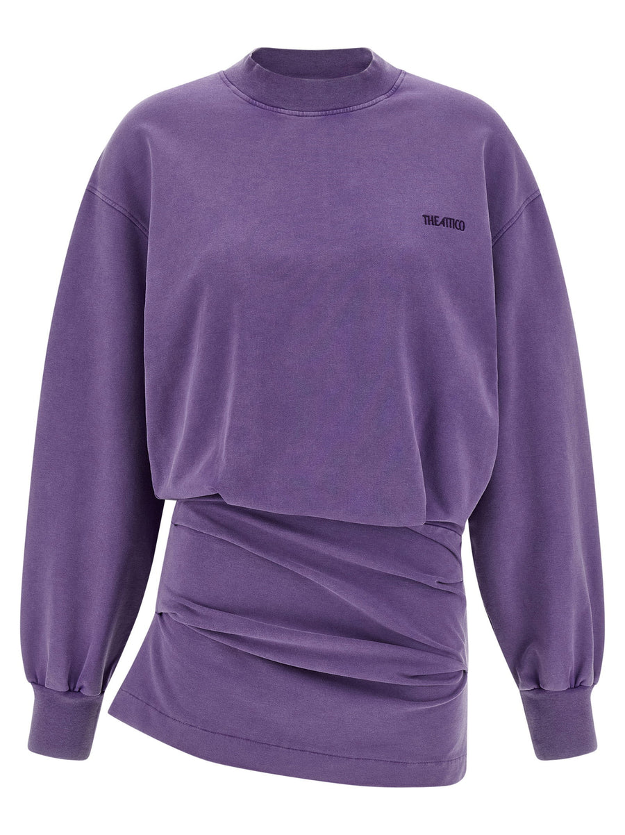 The Attico Faded Purple Sweatshirt Dress Two Piece Silhouette For Women Luxury Streetwear