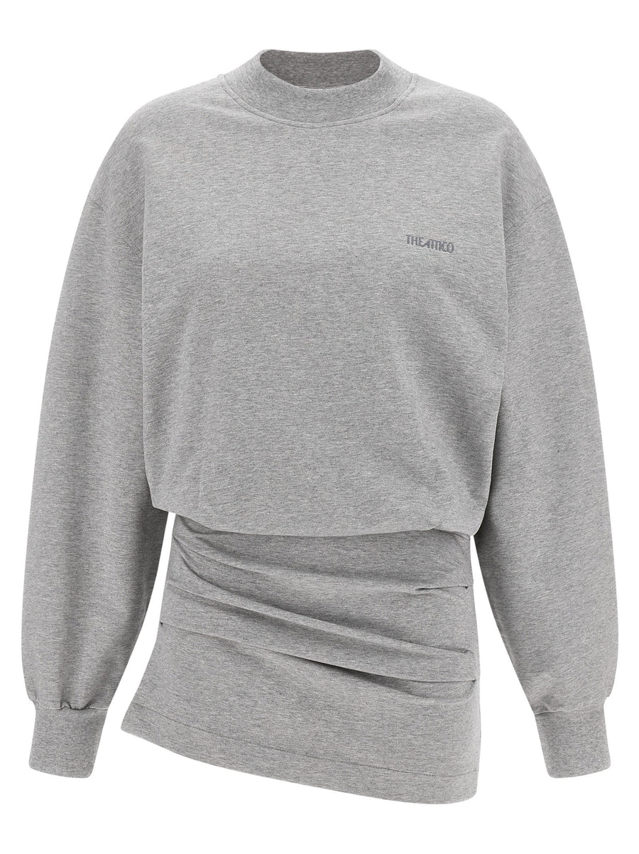The Attico Mélange Sweatshirt Dress for Women Casual Luxe Comfort With Draped Mini Skirt