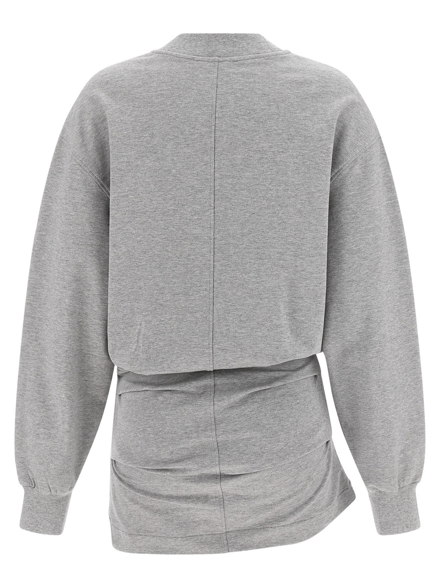 The Attico Mélange Sweatshirt Dress for Women Casual Luxe Comfort With Draped Mini Skirt