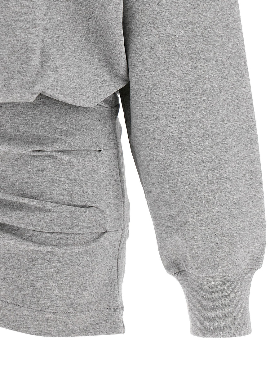 The Attico Mélange Sweatshirt Dress for Women Casual Luxe Comfort With Draped Mini Skirt