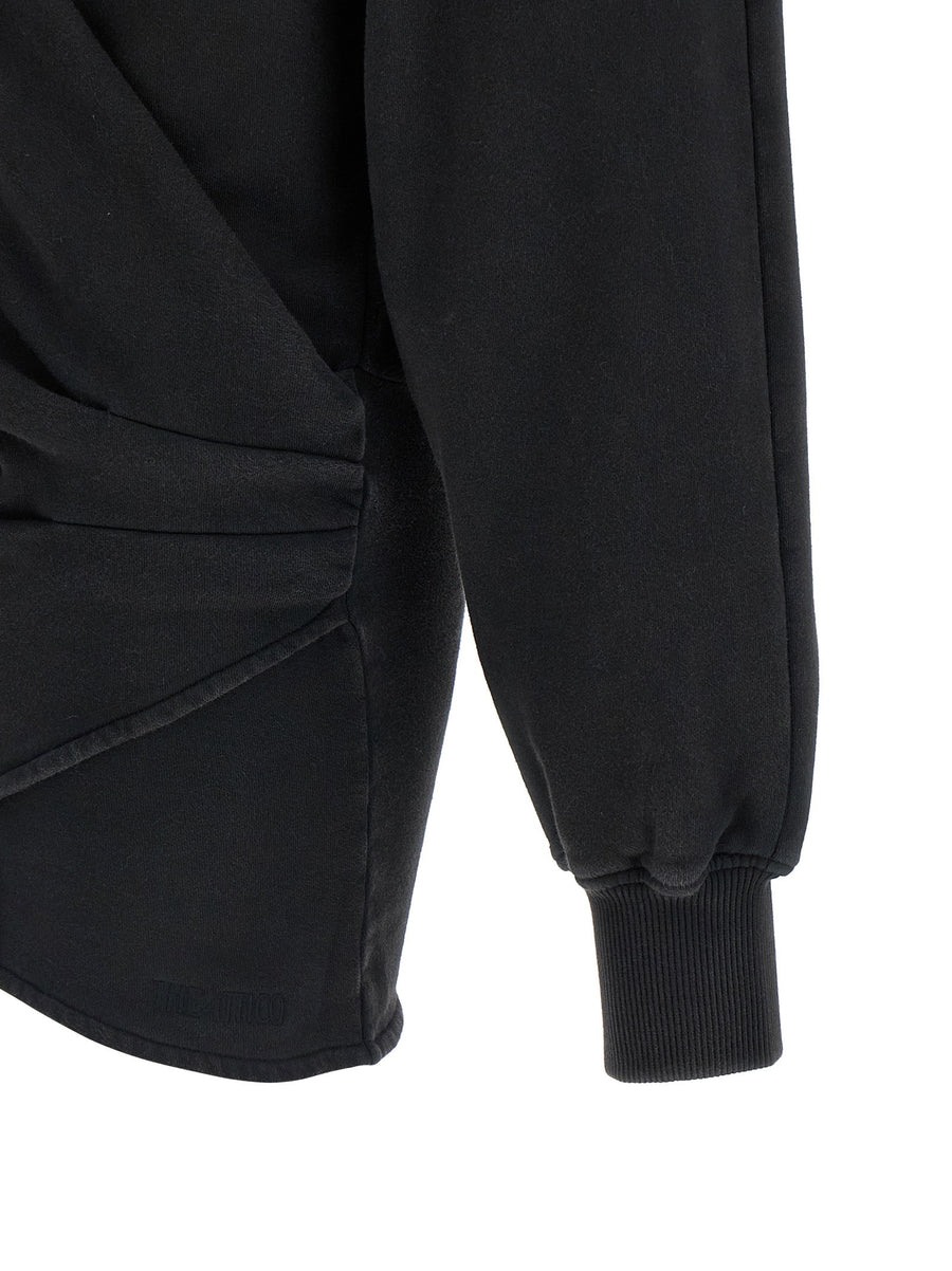 The Attico Hooded Dress Luxe 100 Percent Cotton Fleece Mini For Women Drawstring Waist Everyday Chic