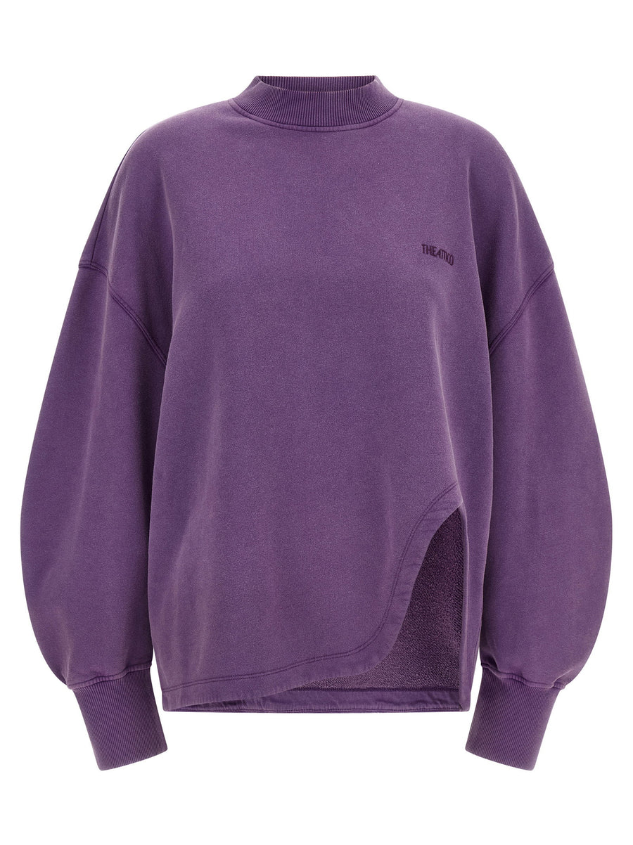The Attico Shaped Slit Sweatshirt For Women Premium 100 Percent Cotton Fleece Purple With Asymmetrical Hem