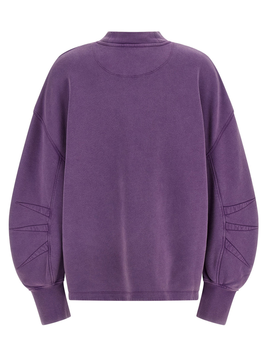 The Attico Shaped Slit Sweatshirt For Women Premium 100 Percent Cotton Fleece Purple With Asymmetrical Hem