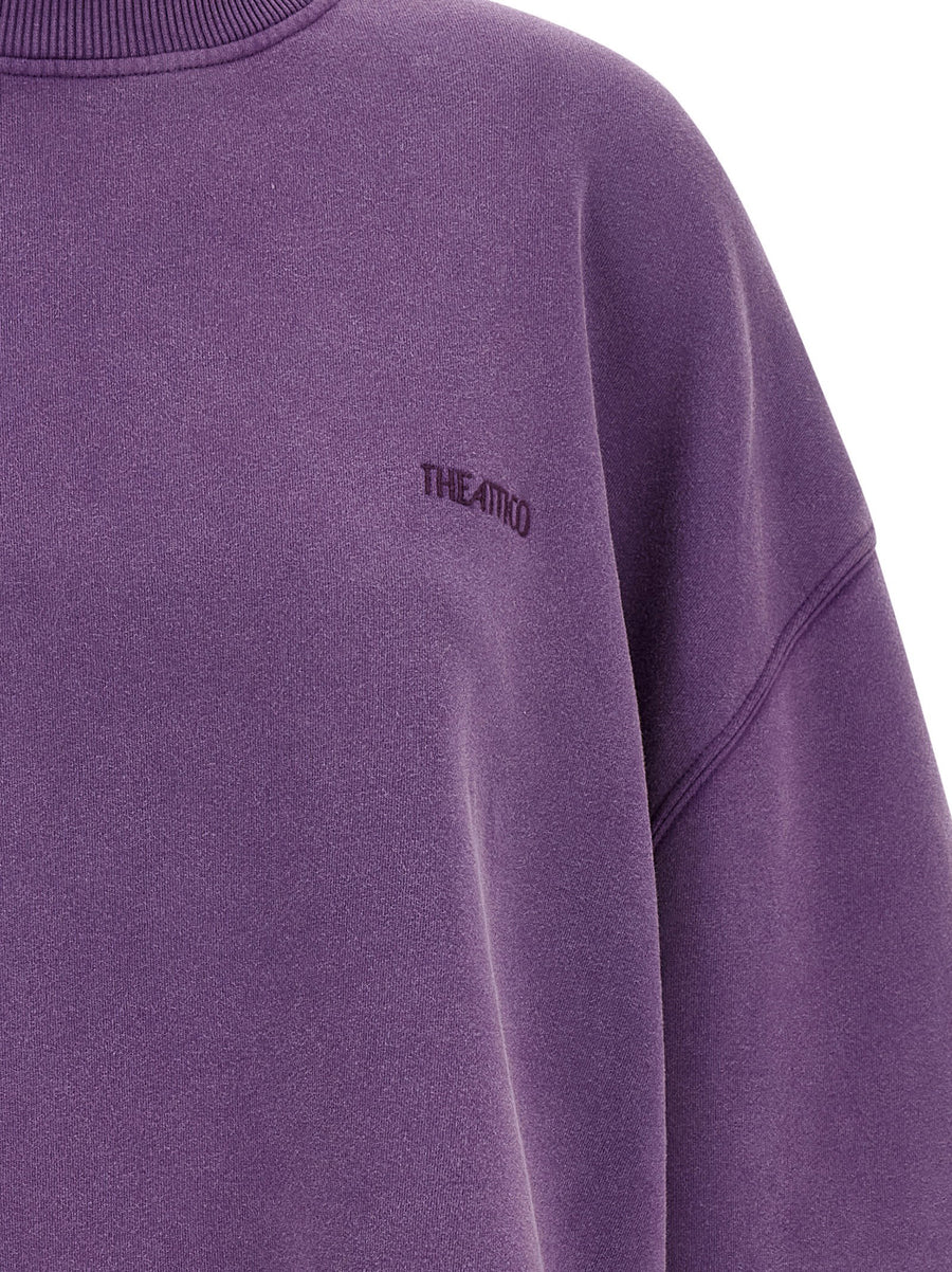 The Attico Shaped Slit Sweatshirt For Women Premium 100 Percent Cotton Fleece Purple With Asymmetrical Hem