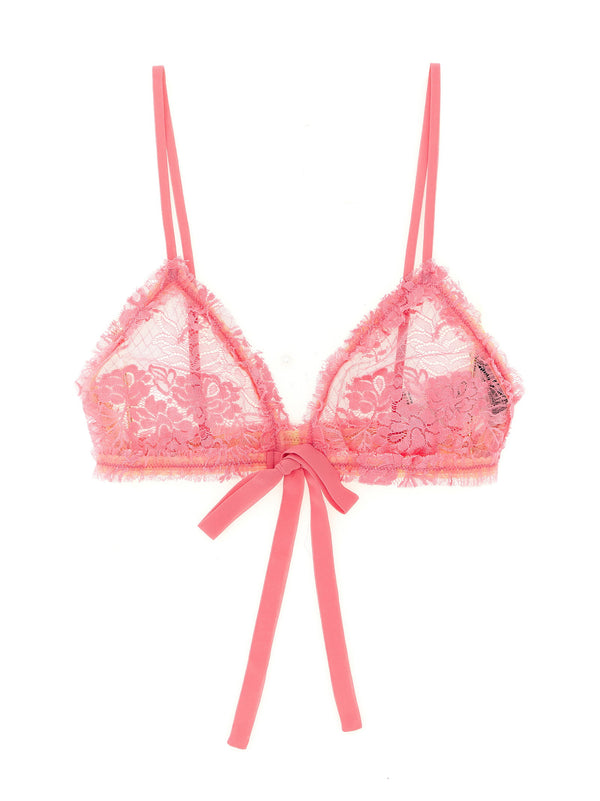 The Attico Lace Triangle Bra For Women Front Closure Pink Luxury Lingerie Base Layer