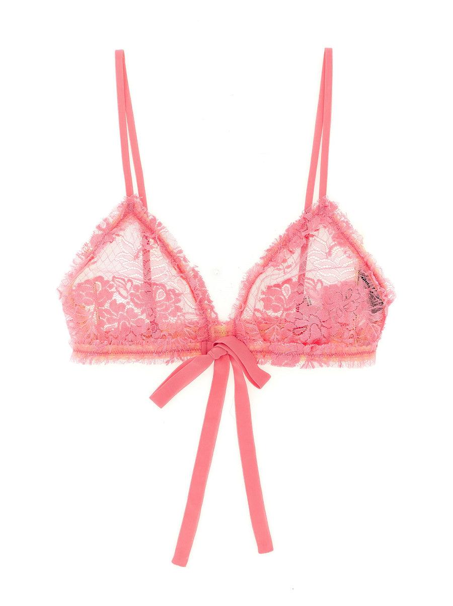 The Attico Lace Triangle Bra For Women Front Closure Pink Luxury Lingerie Base Layer