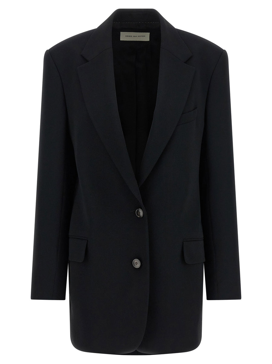 Dries Van Noten Basti Black Crepe Blazer Oversized Fit