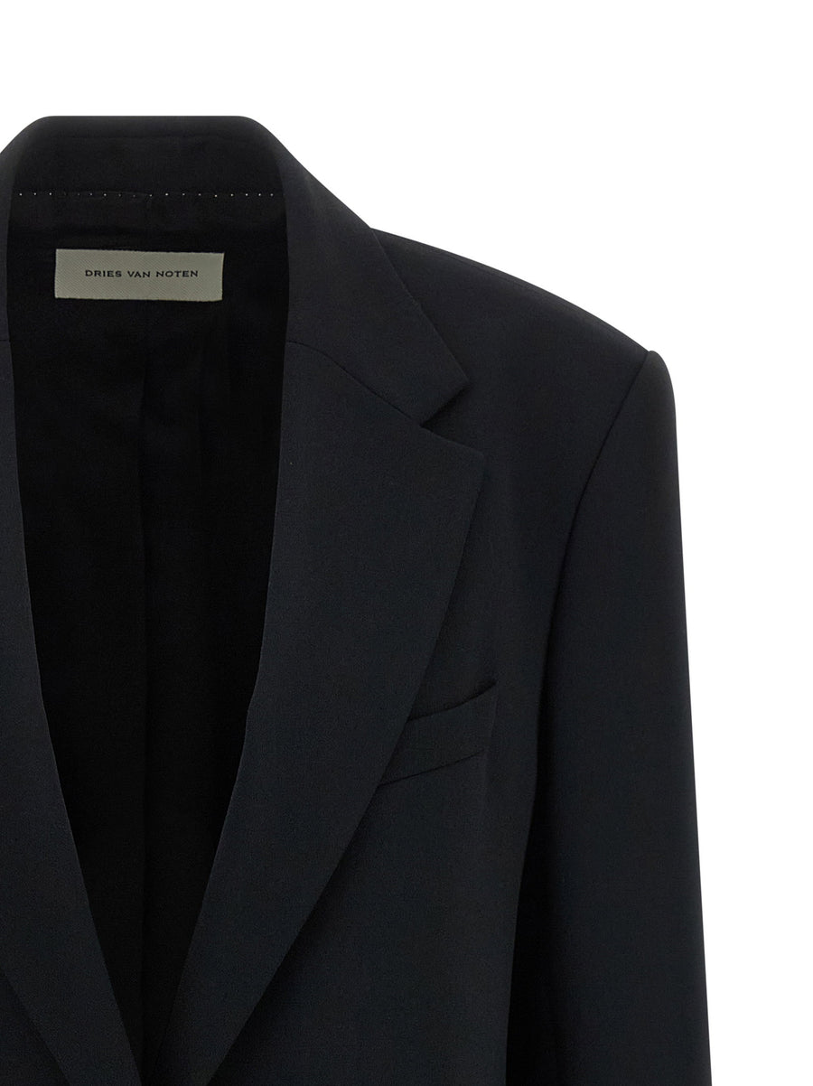 Dries Van Noten Basti Black Crepe Blazer Oversized Fit