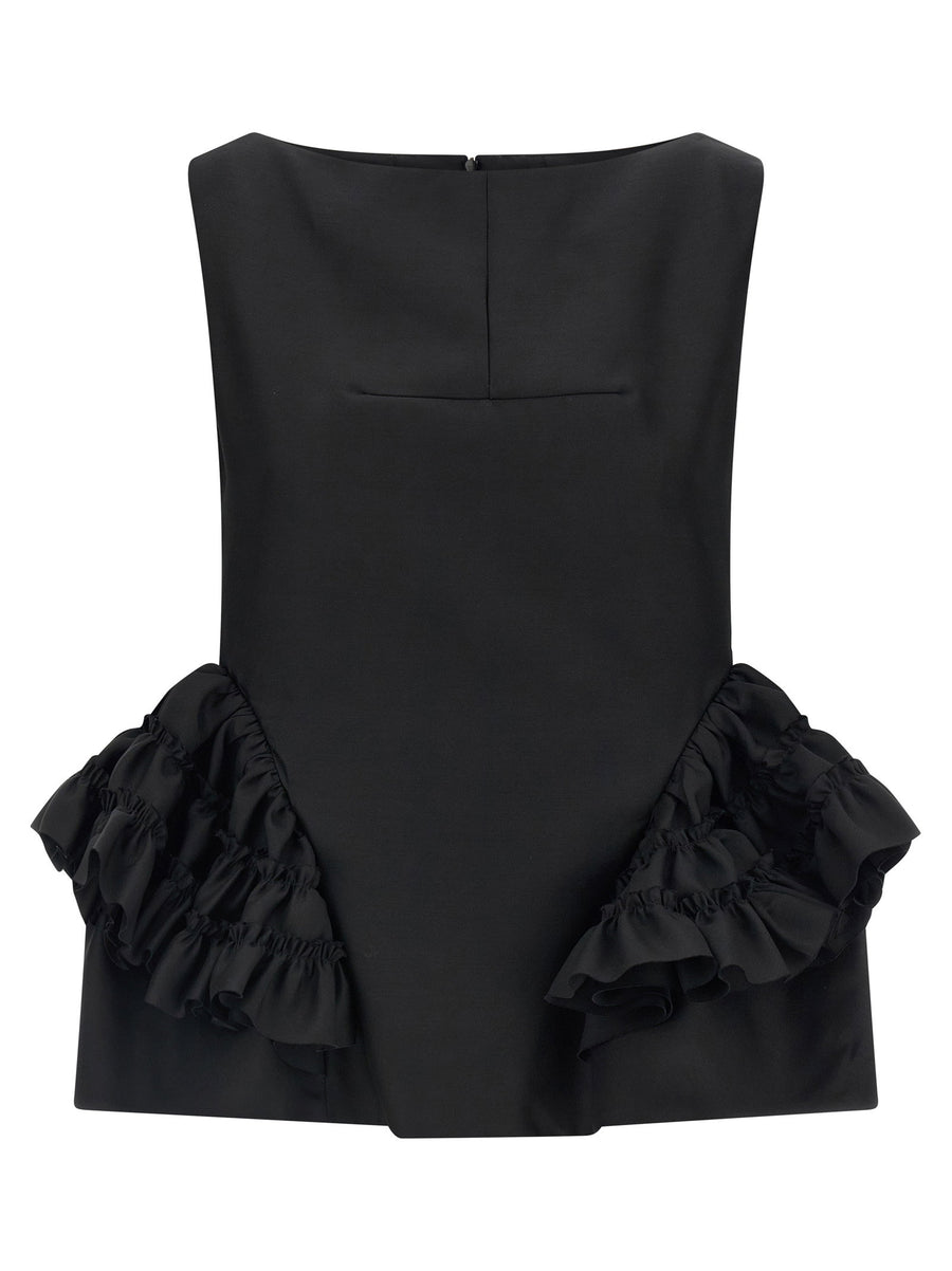 Dries Van Noten Casey Top Wool Silk Blend Boat Neck For Women Stylish Day To Night Elegant Top