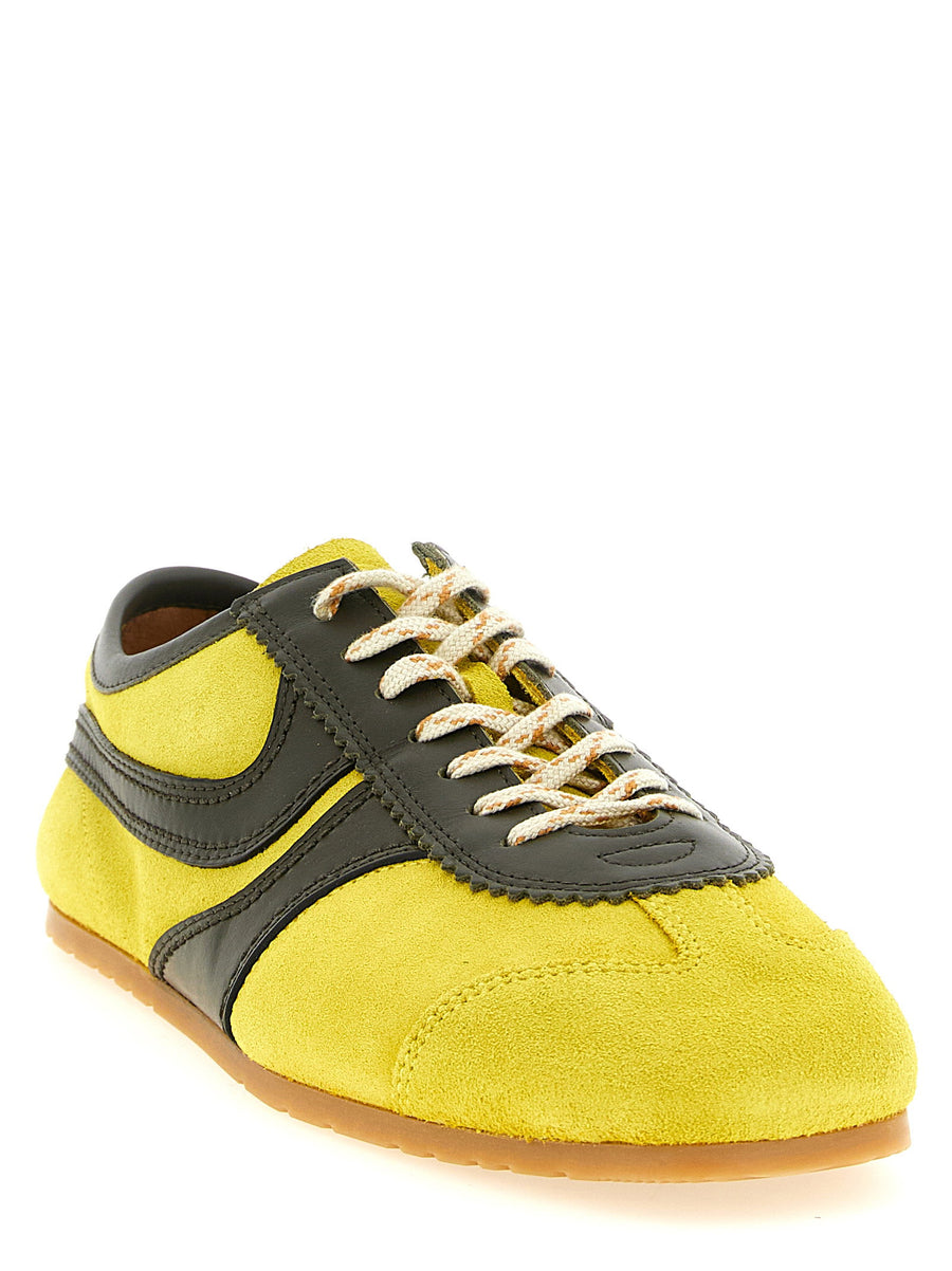 Dries Van Noten Suede Sneakers Yellow Leather Trim With Scalloped Edges