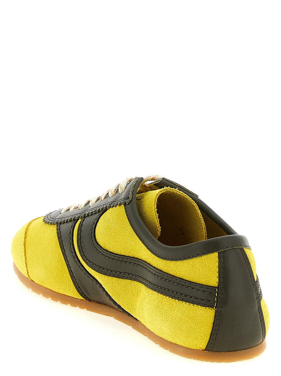 Dries Van Noten Suede Sneakers Yellow Leather Trim With Scalloped Edges