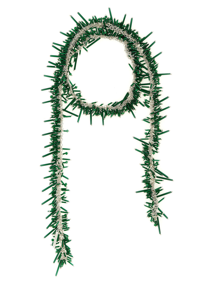 Dries Van Noten Embroidered Scarf Necklace Handcrafted Brass Glass Beads Luxury Jewelry For Women Couture Accessory