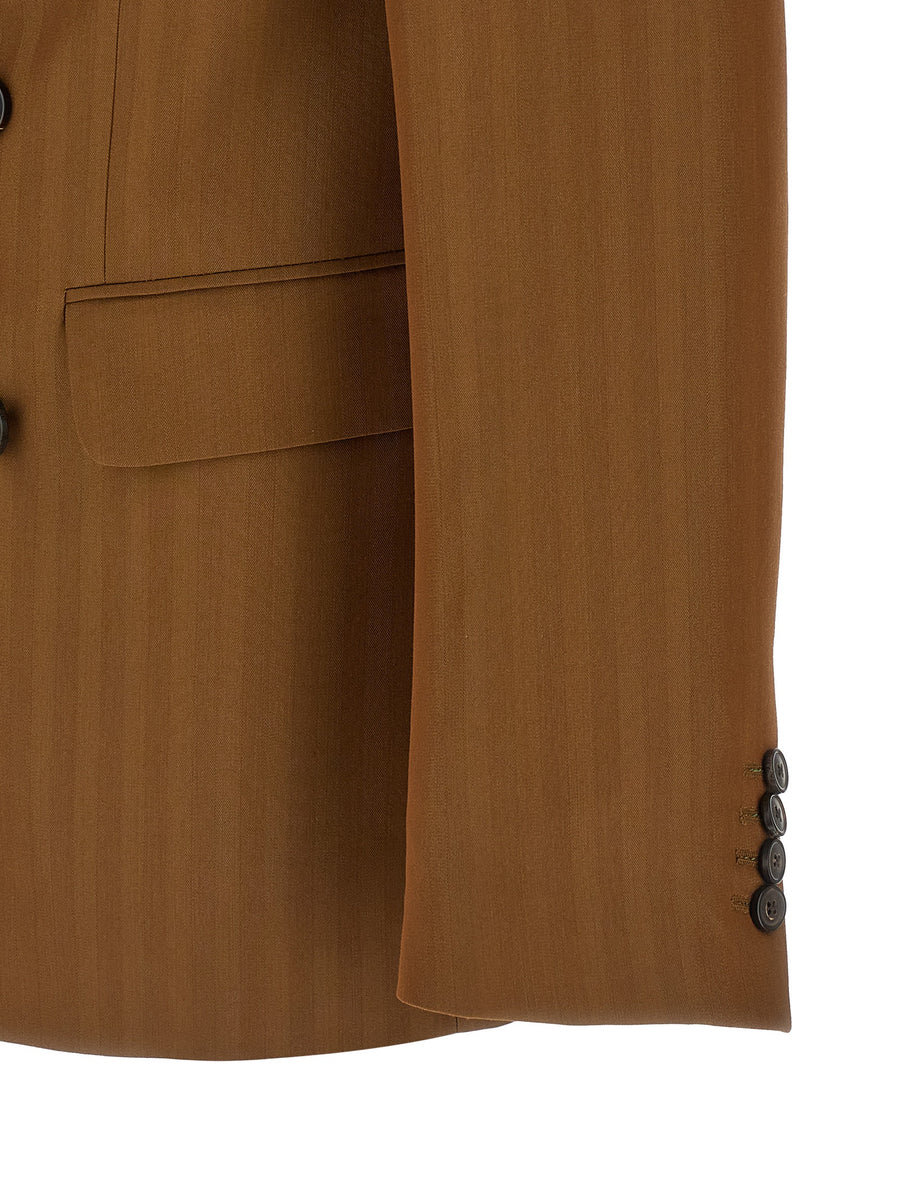 Dries Van Noten Barry Blazer Double Breasted Wool Viscose Blend With Subtle Pinstripe Luxury Womenswear