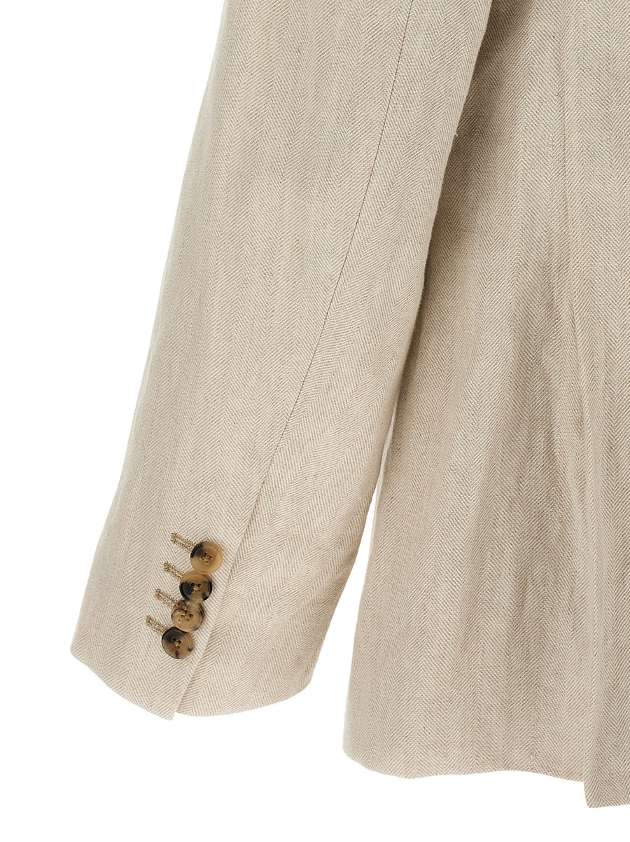 Dries Van Noten Barry Blazer Beige Cotton Linen Double Breasted For Men Breathable Tailored Spring Summer 2026