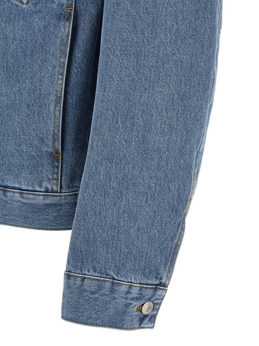 Dries Van Noten Vuskin Den Jacket for Men Light Blue Cotton Denim with Premium Contrast Stitching