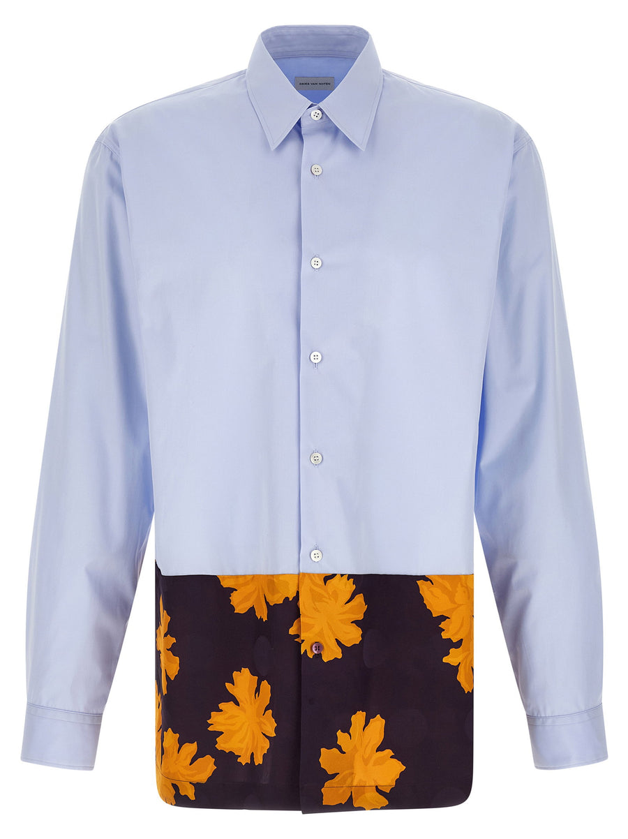 Dries Van Noten Capero Shirt For Men Light Blue Cotton Poplin Timeless Tailoring With Subtle Hem Detail