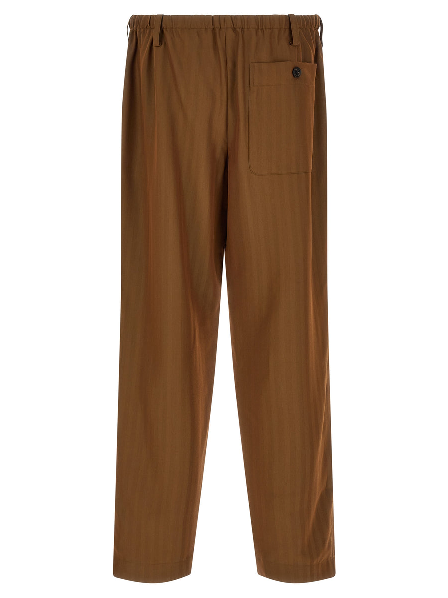 Dries Van Noten Penny Long Pants Wide Tapered Wool Blend With Pearlescent Stripes For Women