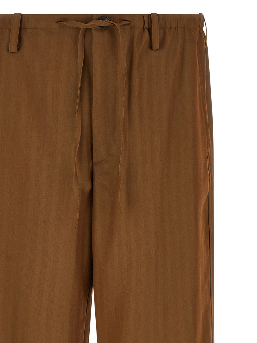 Dries Van Noten Penny Long Pants Wide Tapered Wool Blend With Pearlescent Stripes For Women