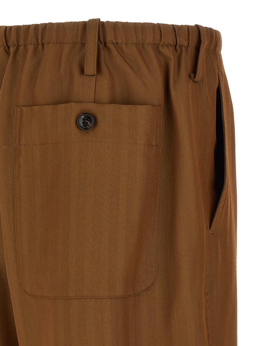 Dries Van Noten Penny Long Pants Wide Tapered Wool Blend With Pearlescent Stripes For Women