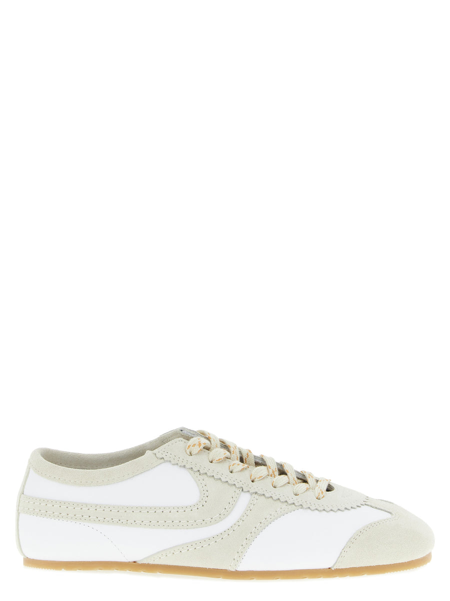 Dries Van Noten Leather And Suede Sneakers For Men Premium Luxury Beige Leather Upper With Suede Inserts