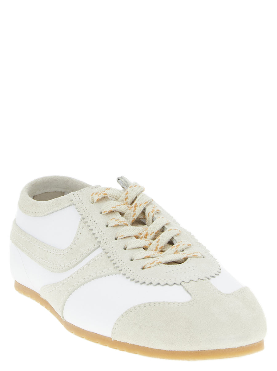 Dries Van Noten Leather And Suede Sneakers For Men Premium Luxury Beige Leather Upper With Suede Inserts