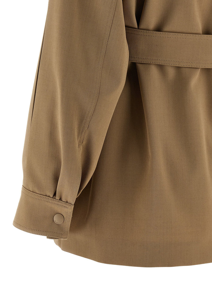 Max Mara Mxmagenzia Virgin Wool Shirt Beige With Front Snap Button Closure