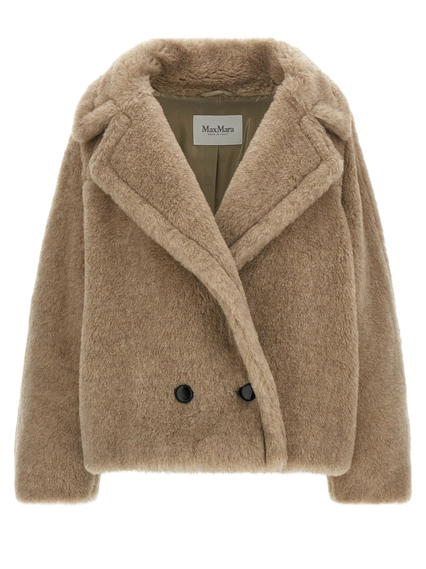 Max Mara Mxmcambusa Coat Luxurious Alpaca Cashmere Teddy With Silk Base For Women Double Breasted
