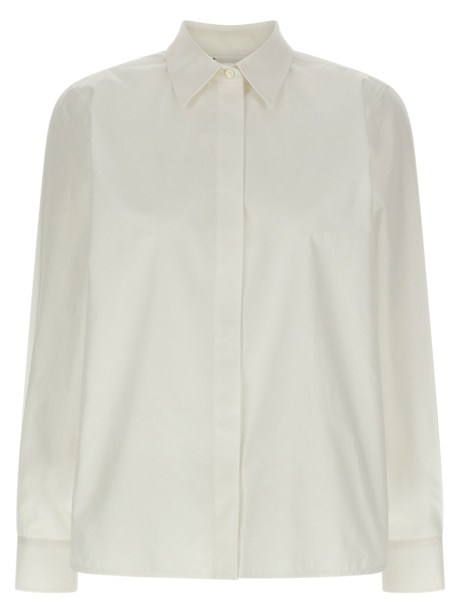Max Mara Mxmmaroso Shirt Women White Cotton Poplin With Concealed Front Button Closure And Metal Logo