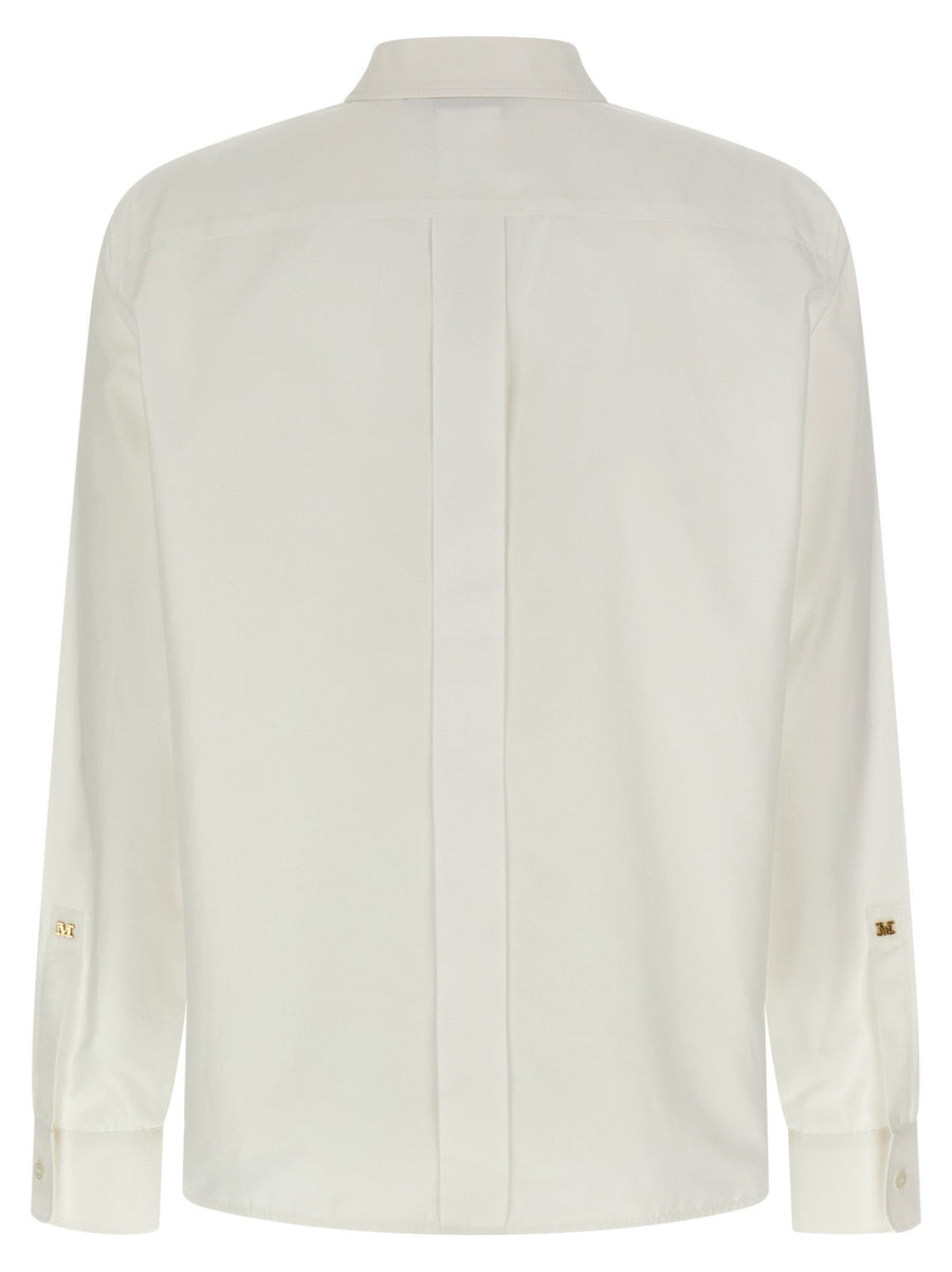 Max Mara Mxmmaroso Shirt Women White Cotton Poplin With Concealed Front Button Closure And Metal Logo